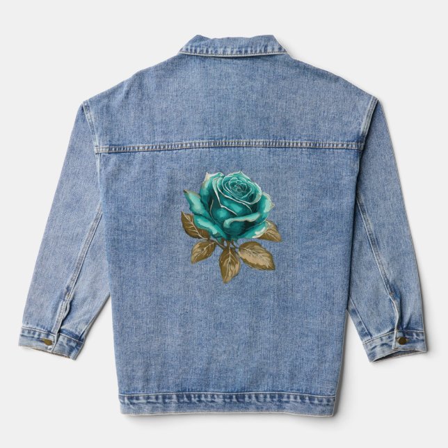 Vintage Aquamarine Rose Jeansjacke (Rückseite)