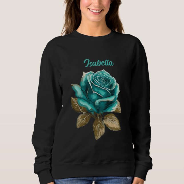 Vintage Aquamarine Rose Sweatshirt (Vorderseite)
