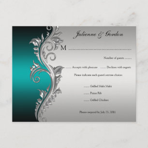 Vintage Aquamarine Schwarz-Silber-UAWG RSVP Karte