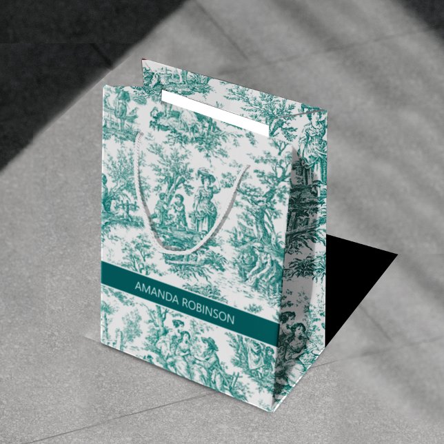 Vintage aquamarine Türkis de jouy Mittlere Geschenktüte (Von Creator hochgeladen)