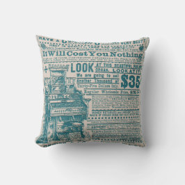 Vintage aquamarine Typografie-kornisches Kissen