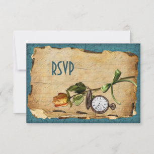 Vintage Aquamarine und Gold-Antwortkarte Einladung