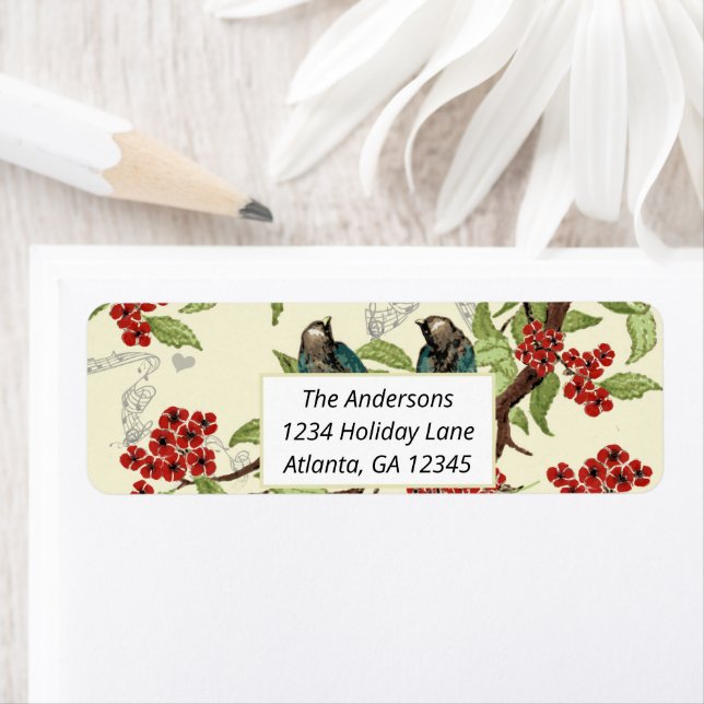 Vintage Aquamarine Vogelarten Burgund Blütenfrühli (Insitu)