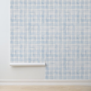 Vintage-Aquarell Alice Blau Gingham-Muster Tapete