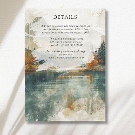 Vintage-Aquarell-Bergsee-Hochzeitsdetails Begleitkarte
