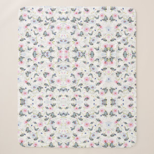 Vintage-Aquarell Blau Schmetterling & Rosa Floral Sherpadecke