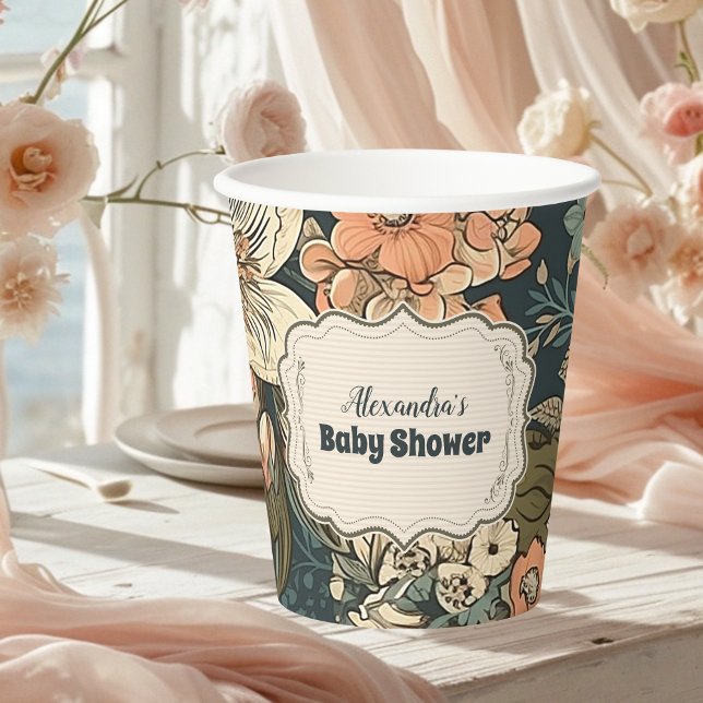 Vintage Aquarell Blume Kinderdusche Pappbecher (Von Creator hochgeladen)