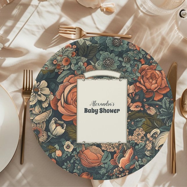 Vintage Aquarell Blume Kinderdusche Pappteller (Von Creator hochgeladen)