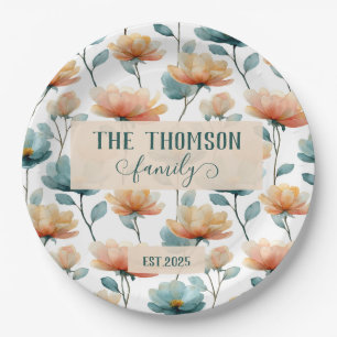 Vintage-Aquarell-Blumen-Familien-Erbe Pappteller