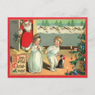 Vintage-Aquarell Ein fröhliches Weihnachtsfest Feiertagspostkarte