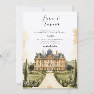 Vintage-Aquarell Englische Manor-Hochzeit Einladung