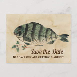 Vintage-Aquarell-Fisch Save-the-Date Postkarte