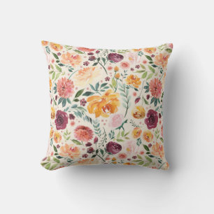 Vintage-Aquarell-Herbstblüten-Muster Kissen