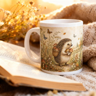 Vintage-Aquarell-Igel-Cottagecore-Wald Jumbo-Tasse