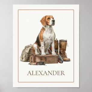 Vintage-Aquarell-Jagdhund Poster