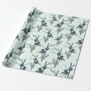 Vintage-Aquarell-Kolibri-Botanikmuster Geschenkpapier