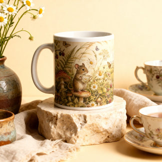Vintage-Aquarell-Maus Cottagecore-Wald Jumbo-Tasse