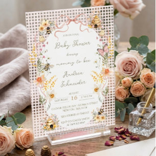Vintage-Aquarell-Mommy-to-Bee-Baby-Shower  Acryleinladungen