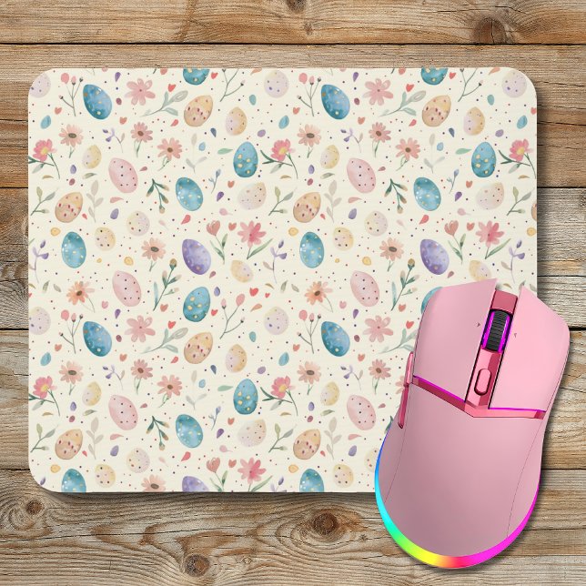 Vintage-Aquarell-Osterblumen-Blätter-Eier Mousepad (Von Creator hochgeladen)