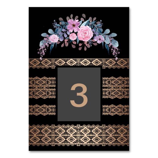 Vintage Aquarell-Platzkarte Tischnummer (Vorderseite)