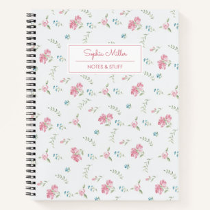 Vintage-Aquarell-Rosa-Rosen-Monogramm Ihr Name Notizbuch
