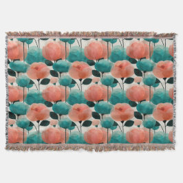 Vintage-Aquarell-Rosa- und Grün-Blumenmuster Decke
