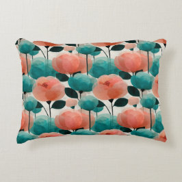 Vintage-Aquarell-Rosa- und Grün-Blumenmuster Dekokissen