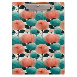 Vintage-Aquarell-Rosa- und Grün-Blumenmuster Klemmbrett