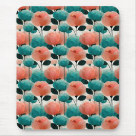 Vintage-Aquarell-Rosa- und Grün-Blumenmuster Mousepad