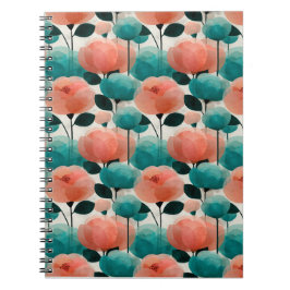 Vintage-Aquarell-Rosa- und Grün-Blumenmuster Notizblock