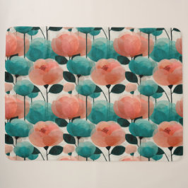 Vintage-Aquarell-Rosa- und Grün-Blumenmuster Sherpadecke