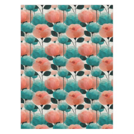 Vintage-Aquarell-Rosa- und Grün-Blumenmuster Tischdecke