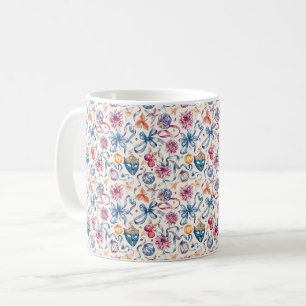 Vintage-Aquarell-Skizzenmuster mit Luxus-Vene Kaffeetasse