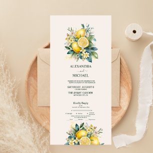 Vintage-Aquarell-Sommer-Zitrus-Hochzeit All In One Einladung