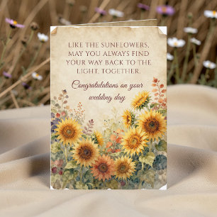 Vintage-Aquarell-Sonnenblumen-Hochzeitsglückwünsch Karte