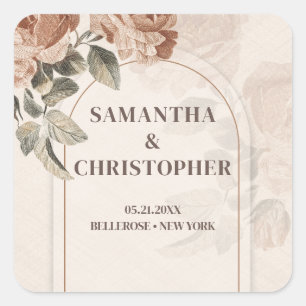 Vintage Aquarell Terracotta Rose Salami binden Quadratischer Aufkleber