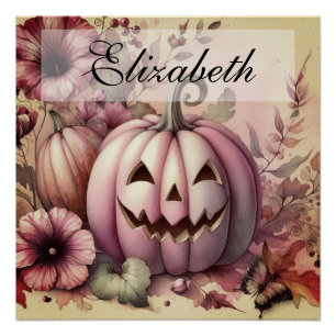 Vintage-Aquarell von Halloween-Kürbissen Herbst Poster