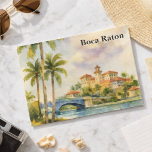 Vintage-Aquarell von malerischen Boca Raton FL  Postkarte