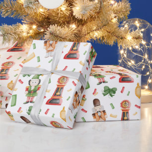 Vintage-Aquarell-Weihnachtsnussknacker  Geschenkpapier
