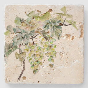 Vintage-Aquarell-Weinrebe  Steinuntersetzer