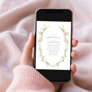 Vintage Aquarellbahn Wildblume Garten Brautparty Einladung