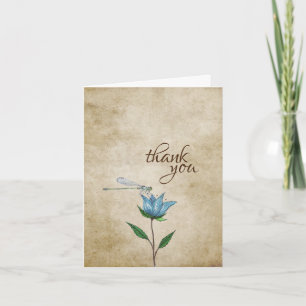 Vintage Aquarellblume und blaue Blume Dankeskarte