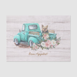 Vintage Aquarellblume & Yorkshire Terrier Dog Seidenpapier