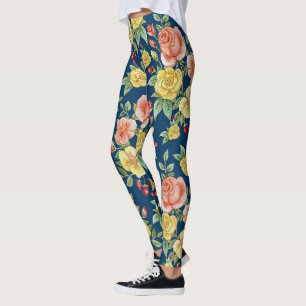 Vintage Aquarellblumen-Rose Hintergrund   Leggings