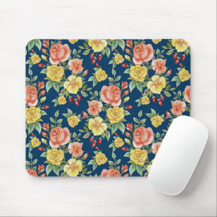Vintage Aquarellblumen-Rose Hintergrund Mousepad
