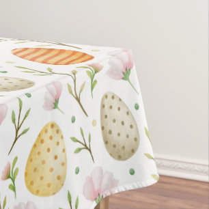 Vintage Aquarelleier & Frühlingsblumen Ostern Tischdecke