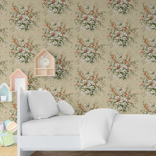 Vintage Aquarellfarbe Wildblume Daisy Bouquet Beig Tapete