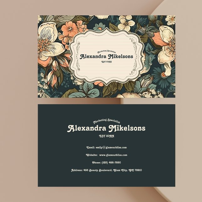 Vintage Aquarellfarben-Blume Beruflich Visitenkarte (Von Creator hochgeladen)