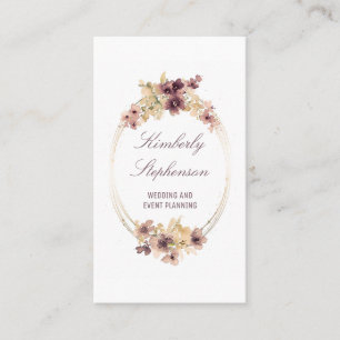 Vintage Aquarellfarben Blume Gold und Mauve Elegan Visitenkarte