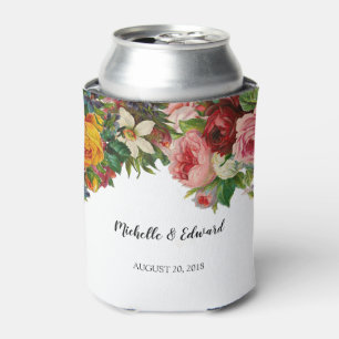 Vintage Aquarellfarben Blume Rose rustikale Hochze Dosenkühler